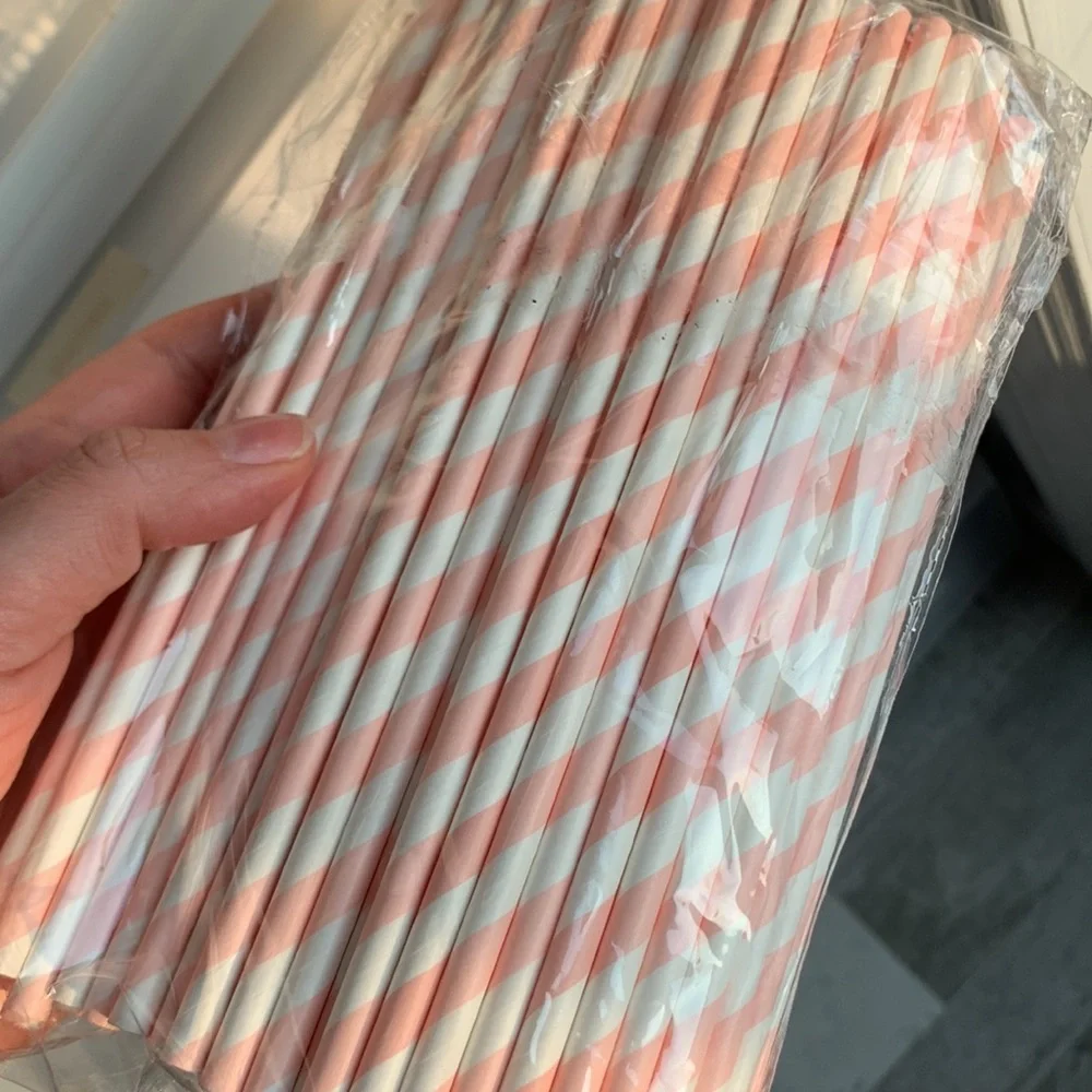 Pink White Candy Cotton Straws